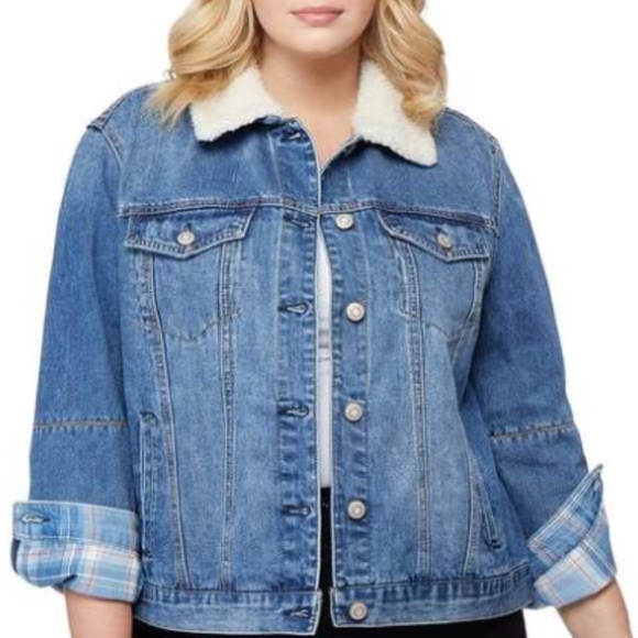 Kensie Jackets & Blazers - PLUS SIZE Kensie Denim Sherpa Jacket 1X